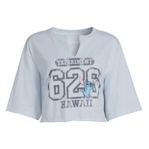 Womens Junior's Disney Stitch Crop Top Graphic Tshirt